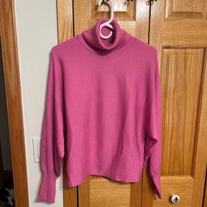 Pink turtleneck dolman sleeve sweater size L. Pink Rose brand. Long slee…